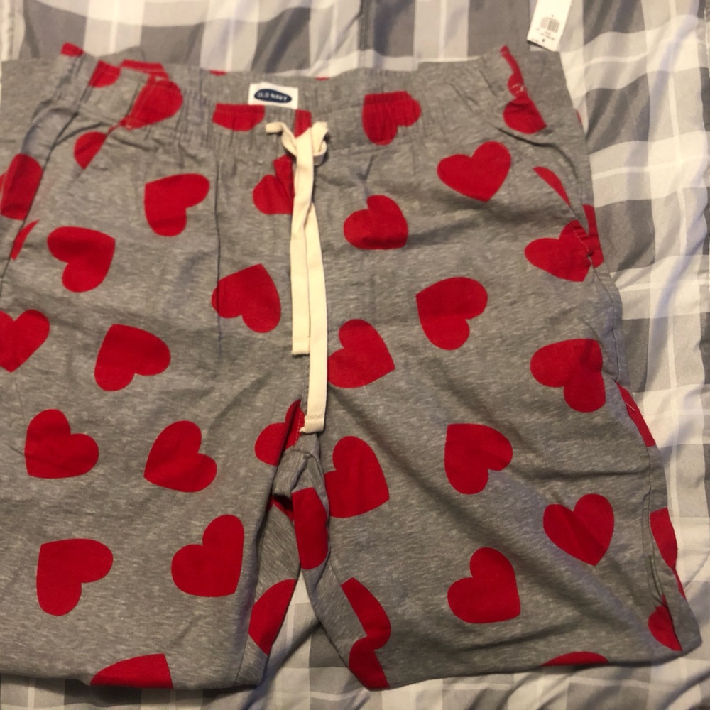 Men’s Joggers Gray  with Red Heart Pattern